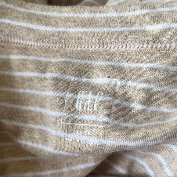 Gap Tan/ White Striped Boat Neck Long Sleeve Top - Picture 4 of 5